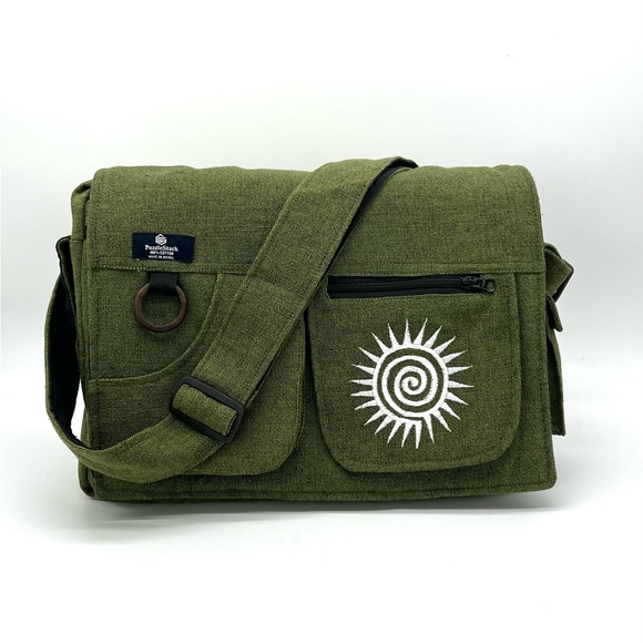Multi pocket Cotton Embroidered Laptop Messenger Bag - Picture 7 of 15